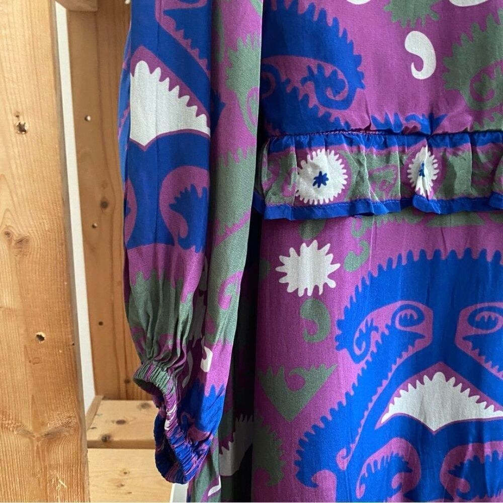 Tuckernuck Oliphant Purple Blue Uzbek Magenta Mock Neck Long Sleeve Maxi Dress - Picture 6 of 12